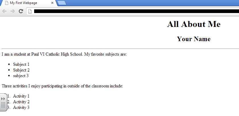 First webpage lists